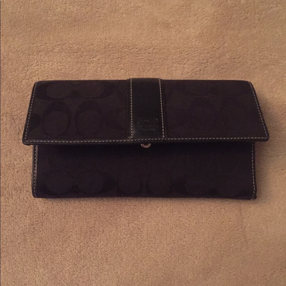 Black Coach large wallet with checkbook pocket